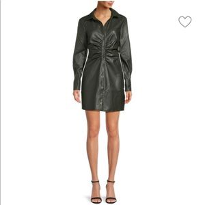 VEGAN LEATHER SHIRT DRESS